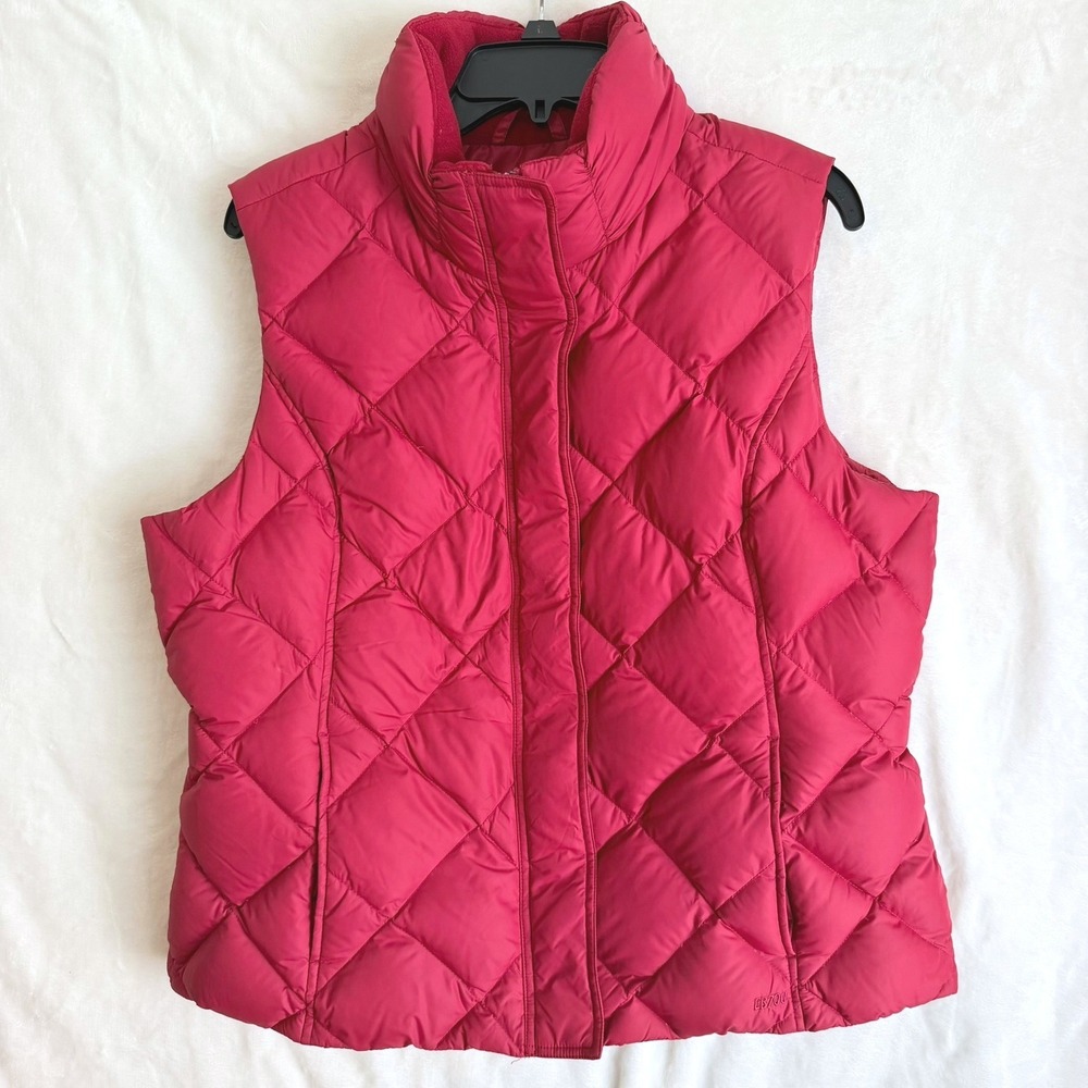 Eddie Bauer Puffer Vest Womens XL Red Excellent 700 Fill Goose Down Quilted